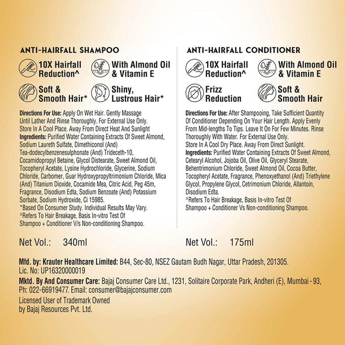 Bajaj Combo Hair Care Kit Shampoo And Conditioner -515ml