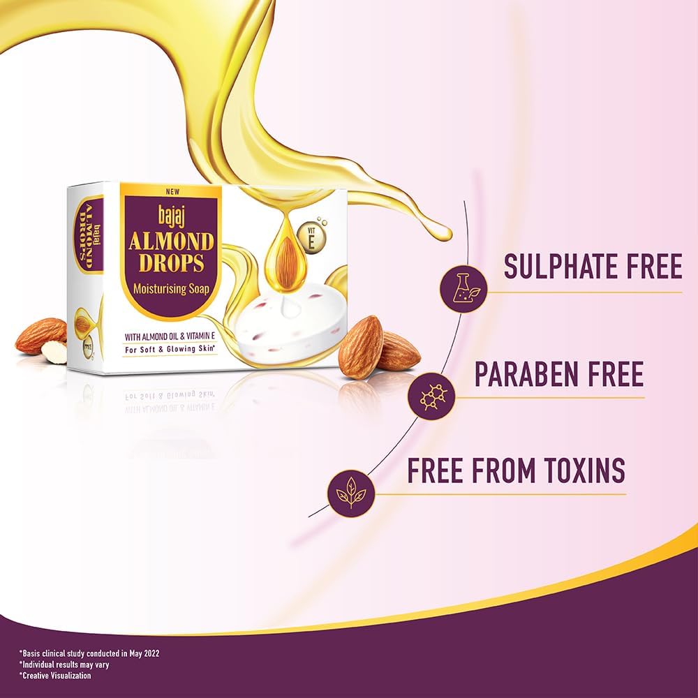 Bajaj Almond Drops Moisturising Soap 125gm Pack Of 5 Super Pack 625gm