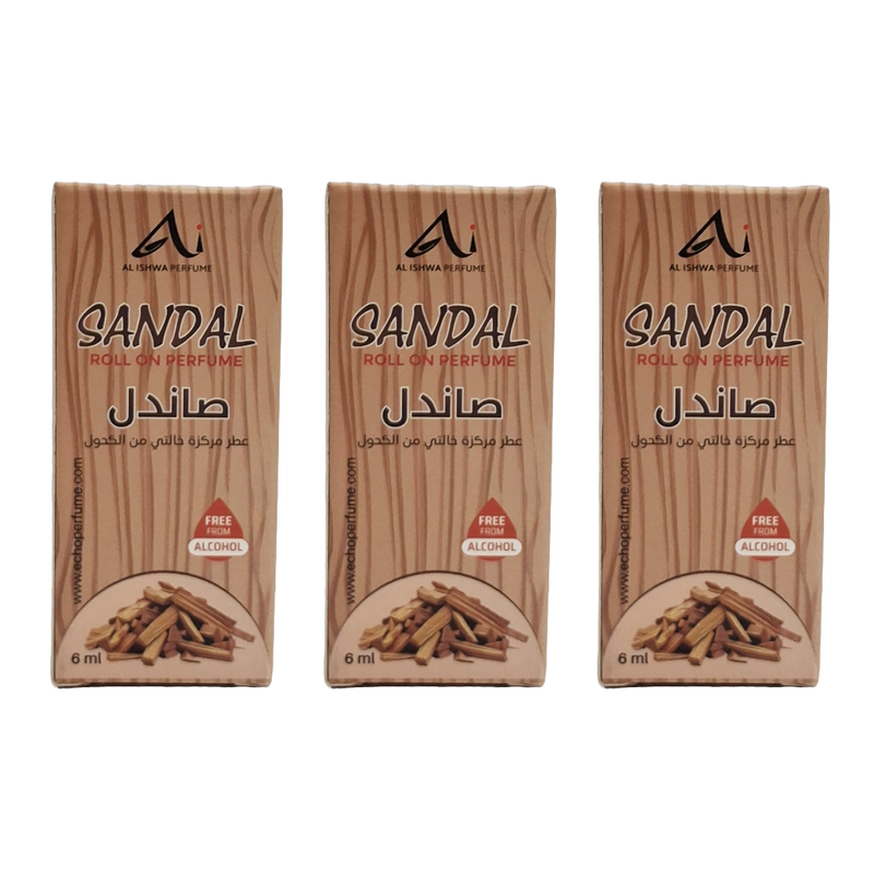 Al Ishwa Perfume Sandal Roll On Perfume 6ml Pack Of 3