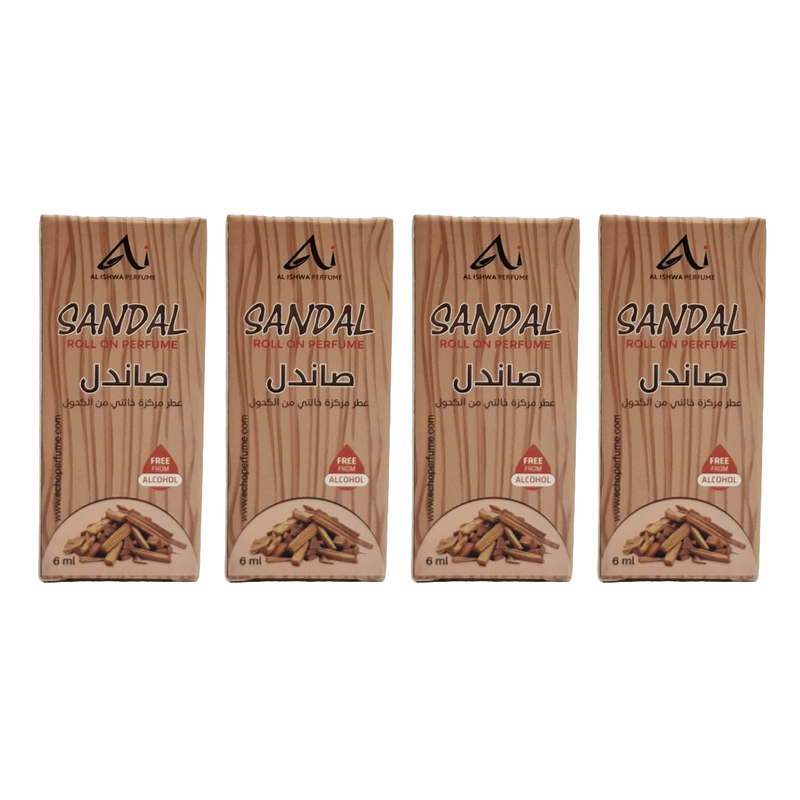 Al Ishwa Perfume Sandal Roll On Perfume 6ml Pack Of 4