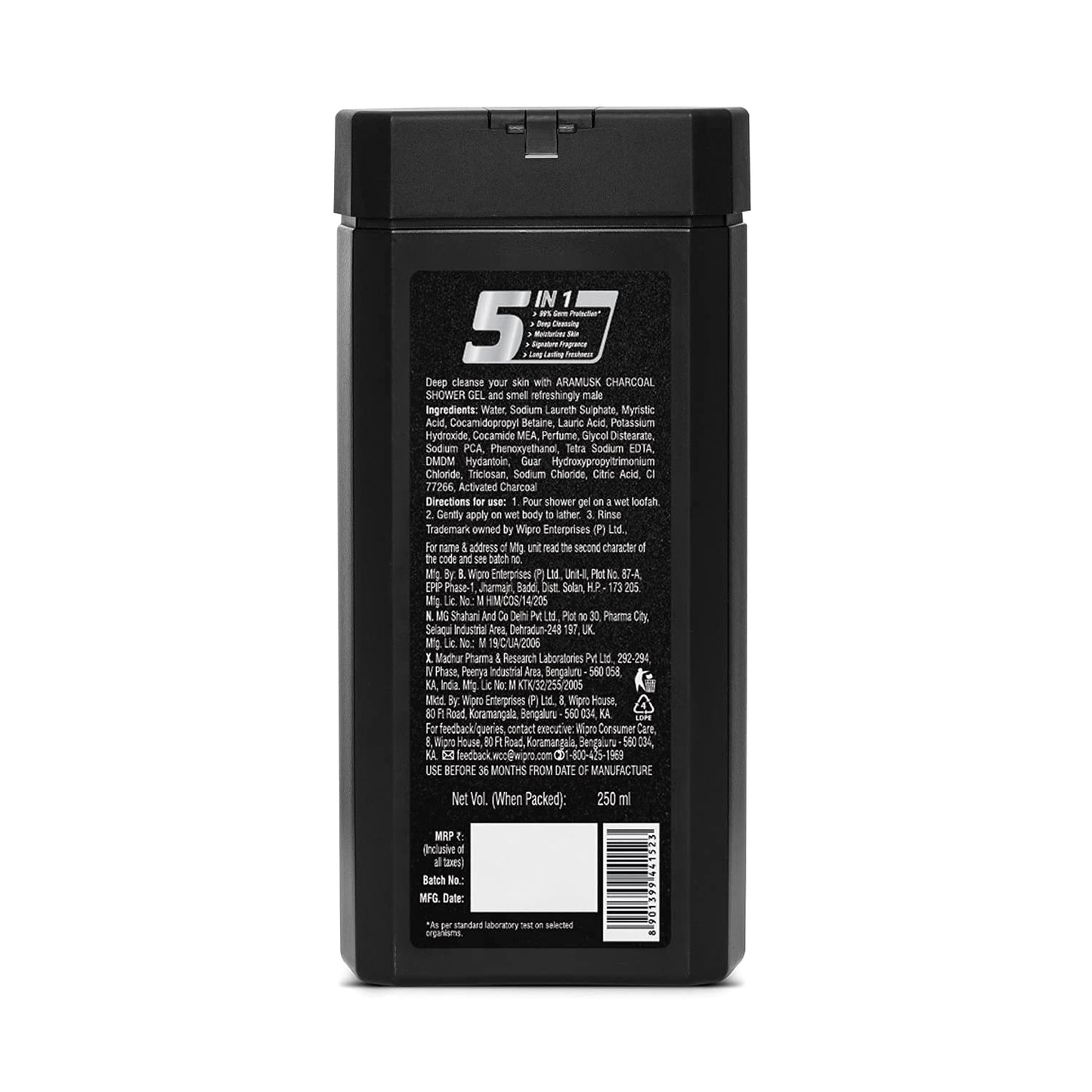 Aramusk Charcoal Shower Gel Made For Men 250ml