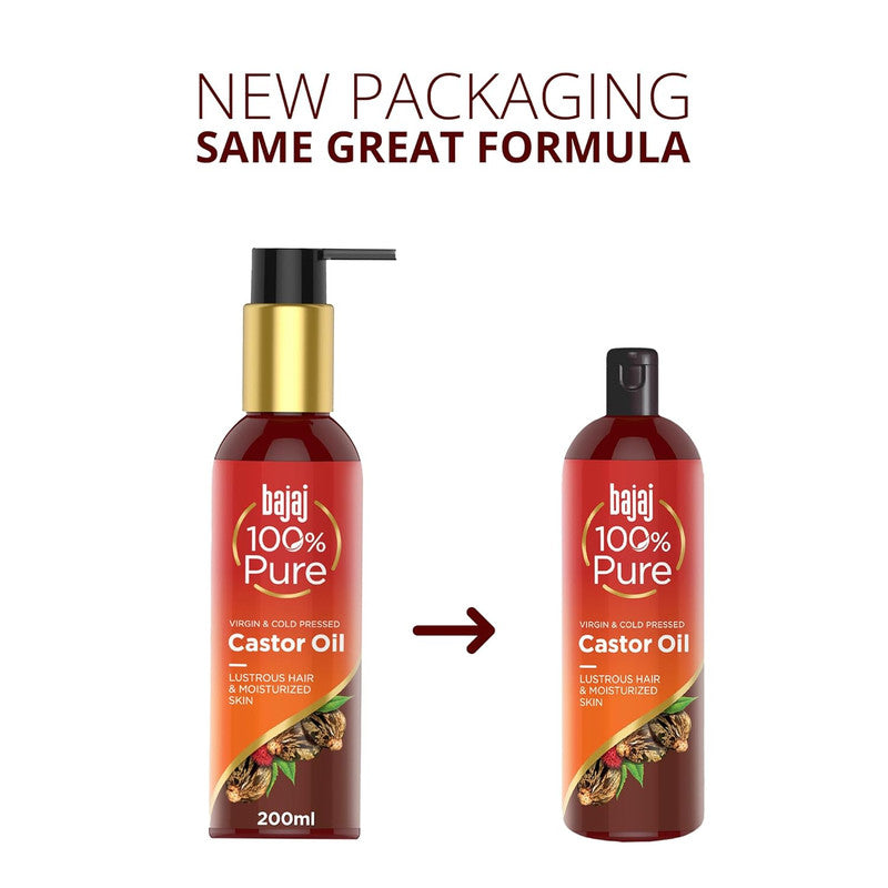 Bajaj Pure Castor Oil Lustrous Hair And Moisturized Skin 200ml