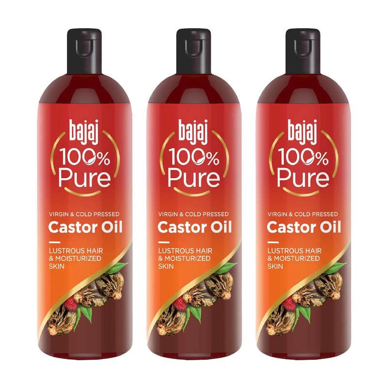Bajaj 100% Pure Virgin And Cold Pressed Castor Oil 200ml Pack Of 3
