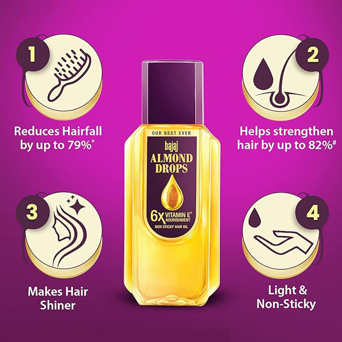 Bajaj Almond Drops Non Sticky Hair Oil 725ml Pack Of 2