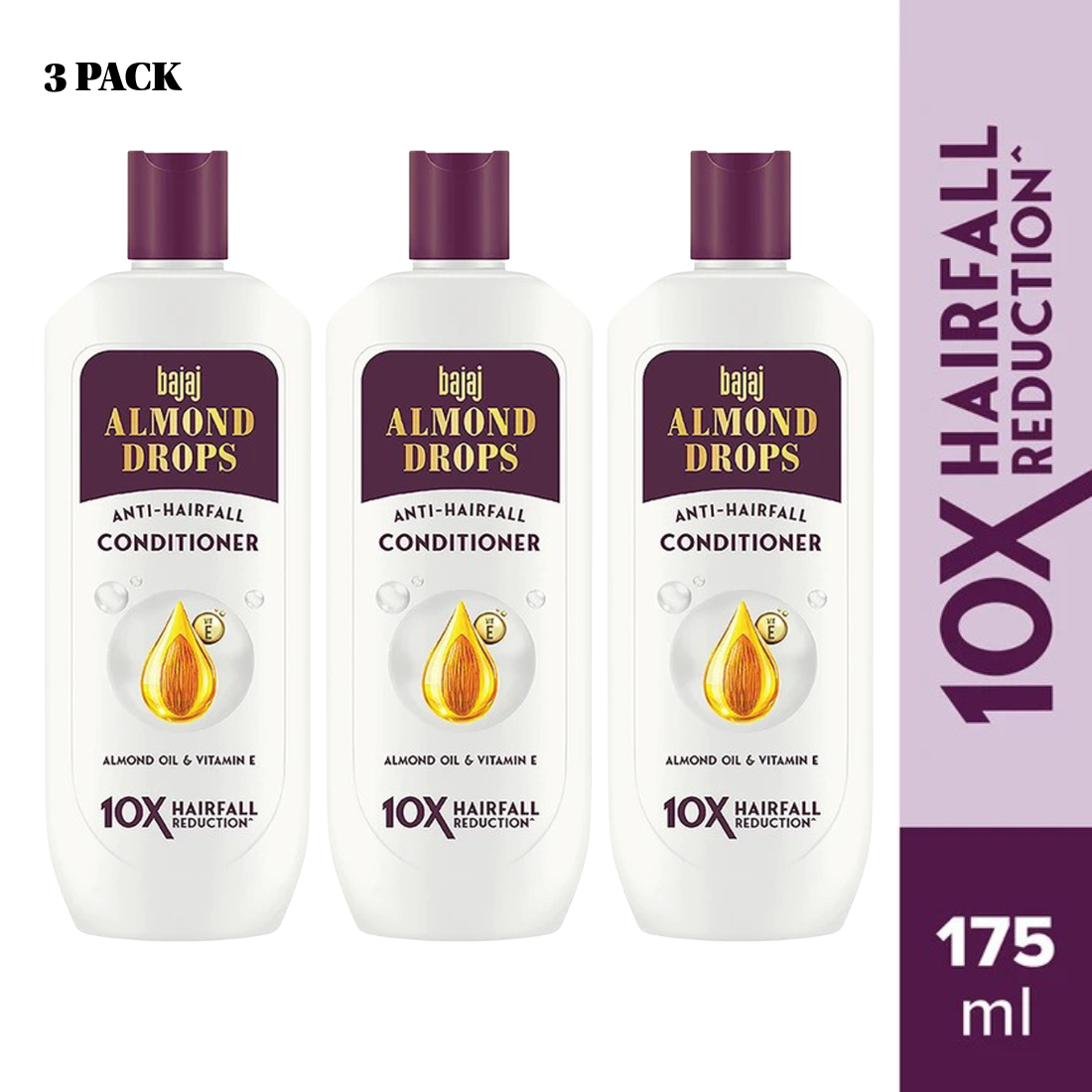 Bajaj Anti-Hairfall Almond Drops Conditioner Nourishing -175ml Pack Of 3