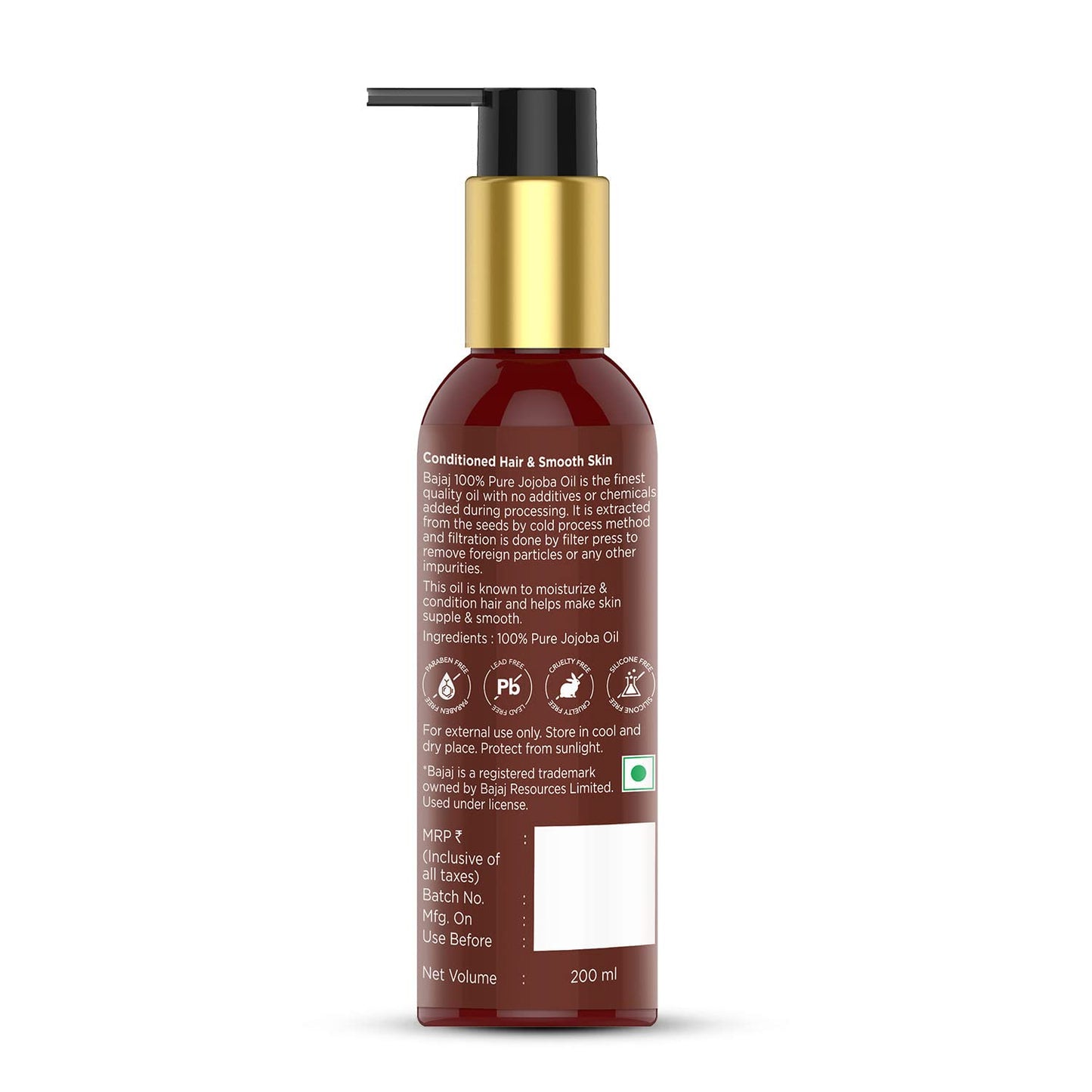 Bajaj 100% Pure Virgin & Cold Pressed Jojoba Oil 200ml