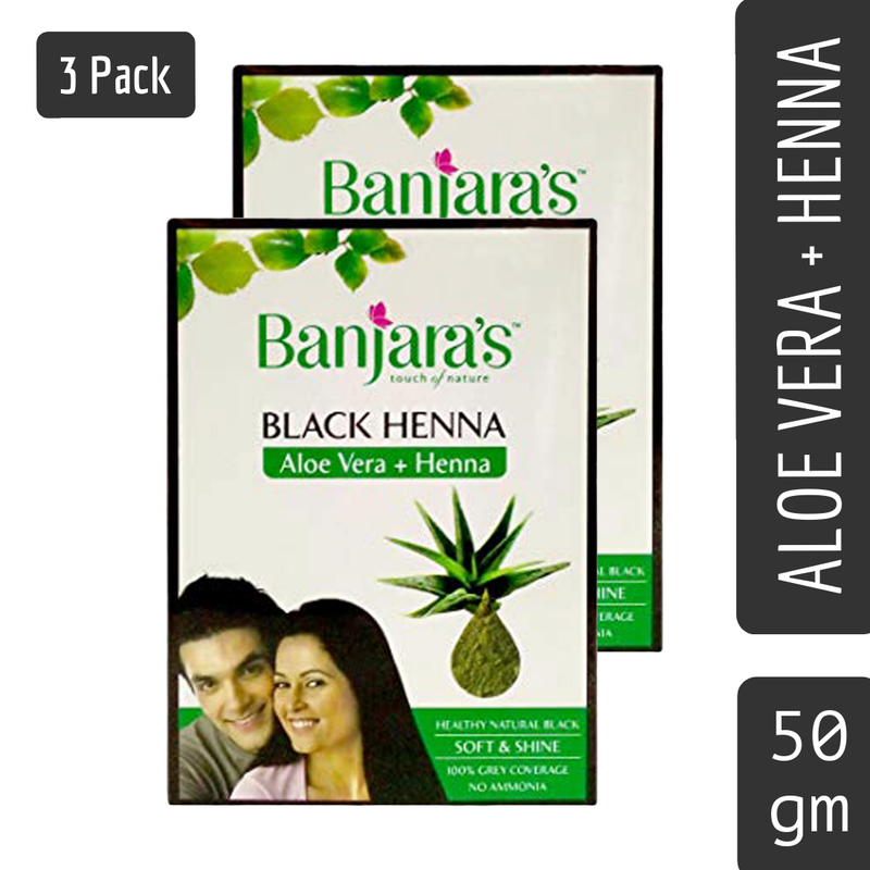 Banjaras Touch Of Nature Black Henna Aloe Vera And Henna -50gm Pack Of 2