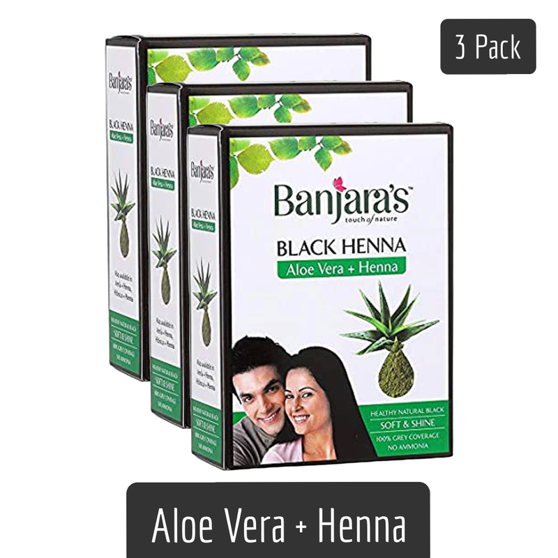 Banjaras Aloe Vera + Henna Healthy Natural Black Hair Colour 50gm Pack Of 3