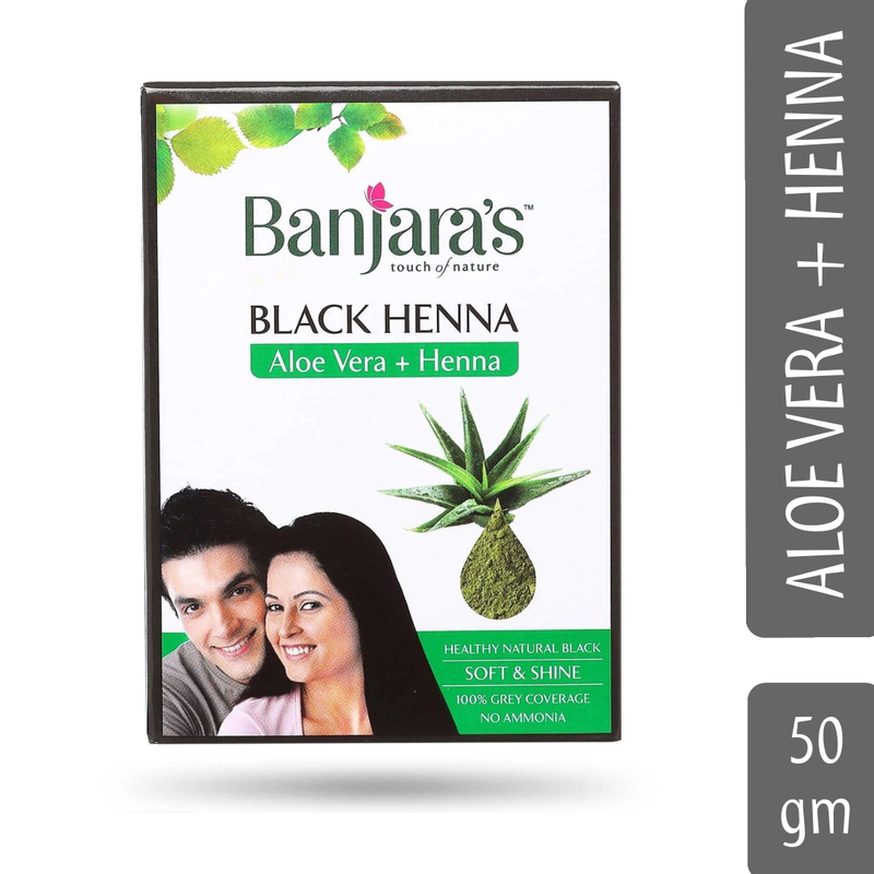 Banjaras Aloe Vera + Henna Healthy Natural Black Hair Colour 50gm