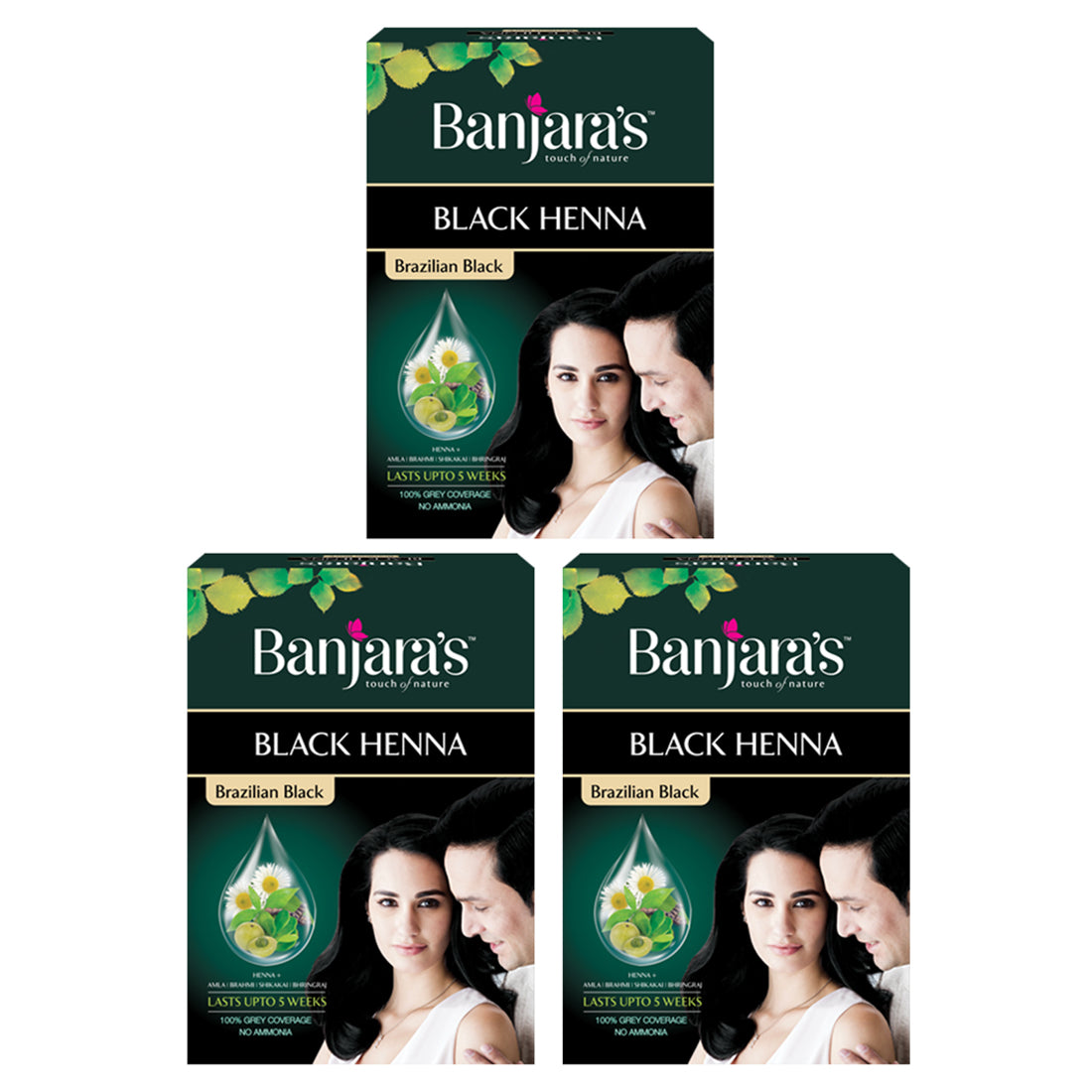 Banjaras Black Henna Brazilian Black 54gm Pack Of 3