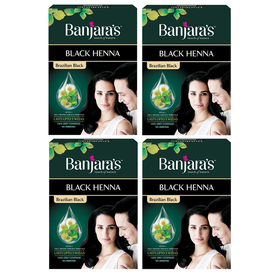 Banjaras Black Henna Brazilian Black 54gm Pack Of 4