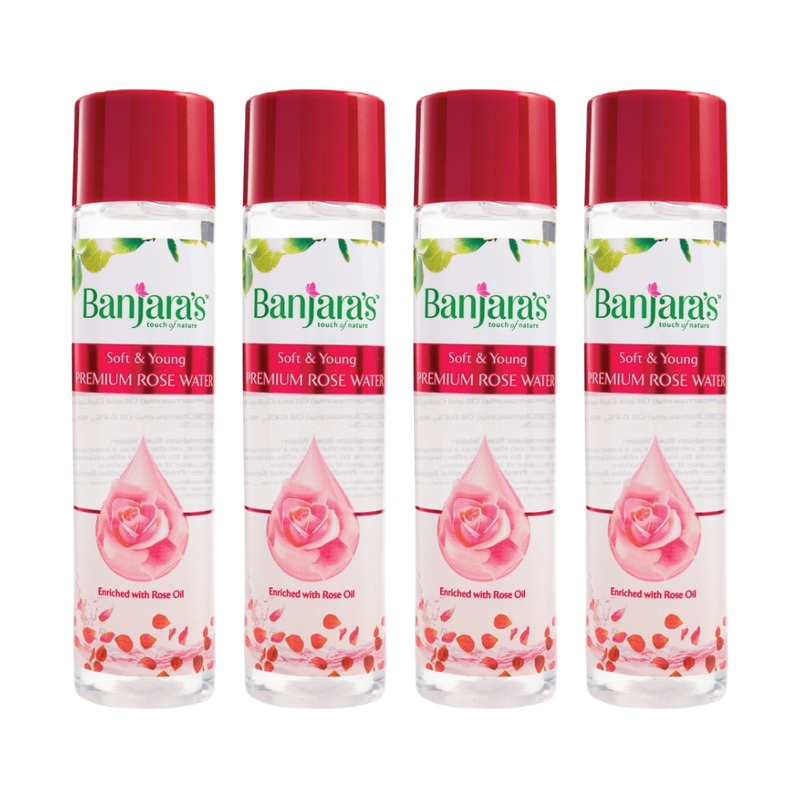 Banjaras Soft And Young Premium Rose Water 120ml Pack Of 4