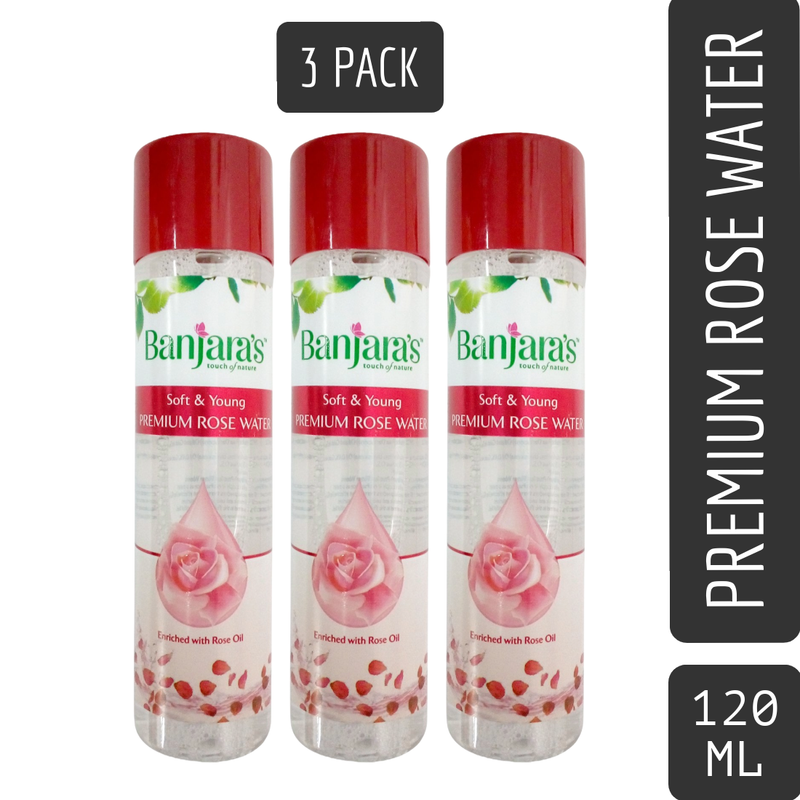 Banjaras Touch Of Nature Soft And Young Premium Rose Water -120ml Pack Of 3