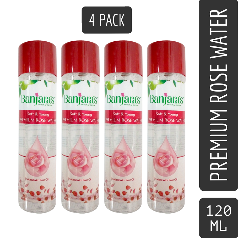 Banjaras Touch Of Nature Soft And Young Premium Rose Water -120ml Pack Of 4