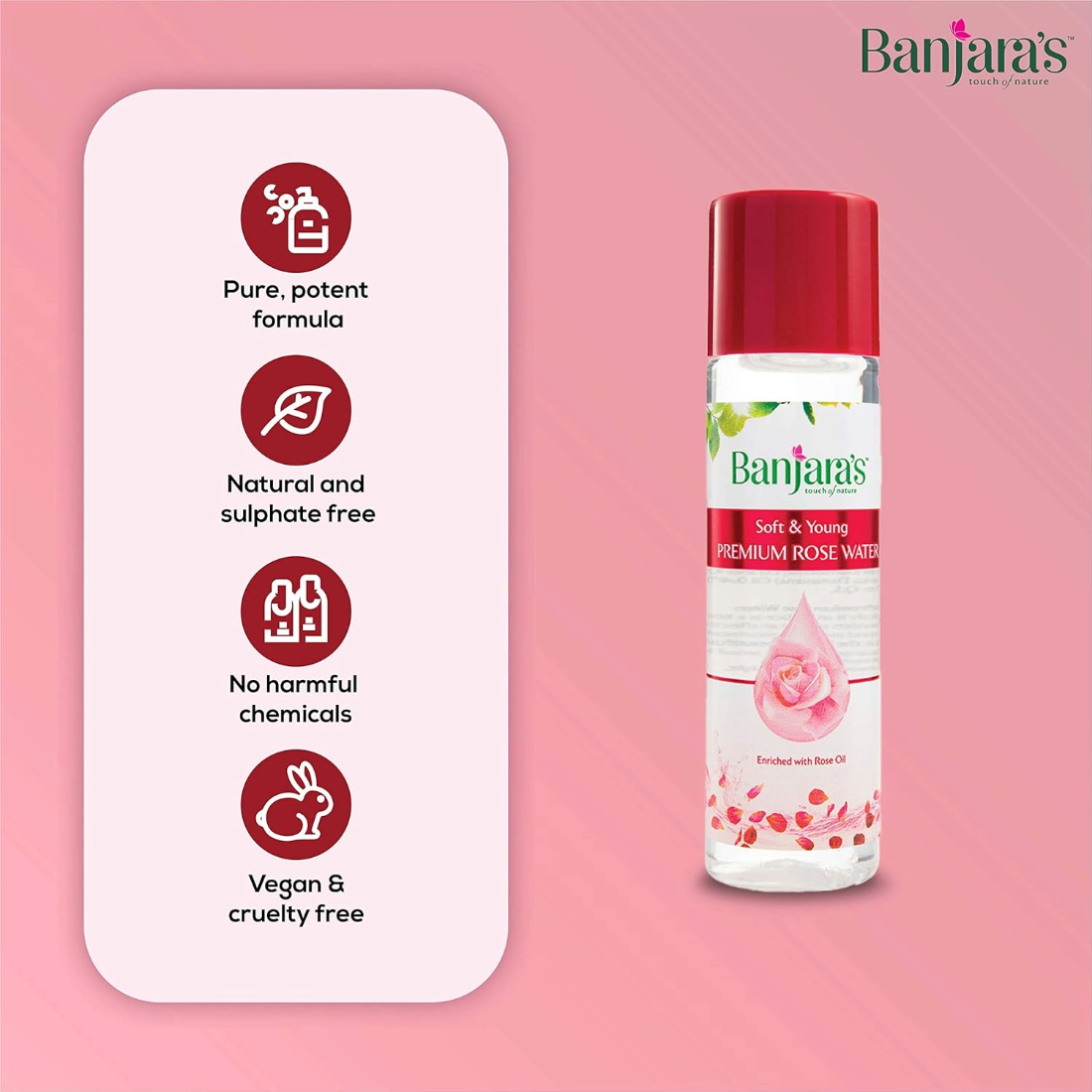 Banjaras Soft And Young Premium Rose Water 120ml