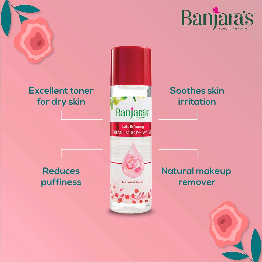 Banjaras Soft And Young Premium Rose Water 120ml