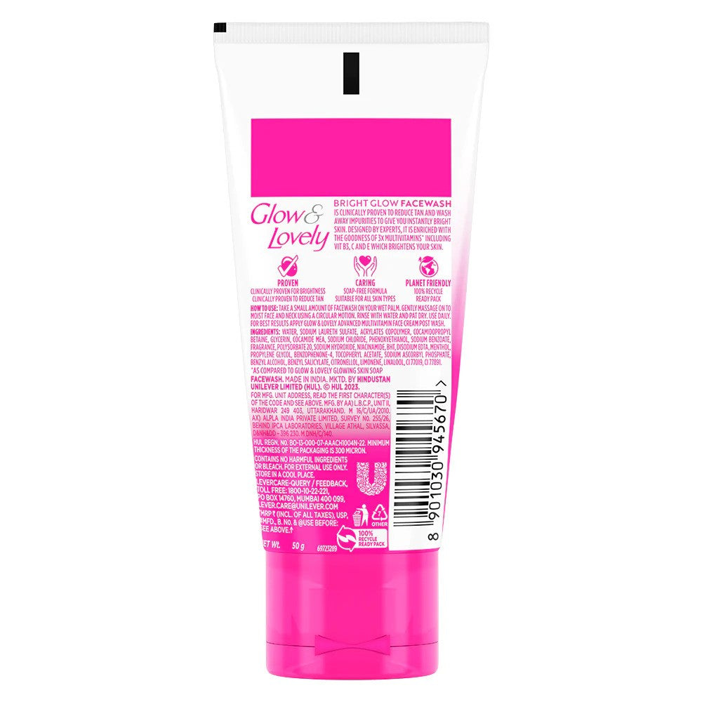 Fair And Lovely Bright Glow Face Wash 50gm Pack Of 3