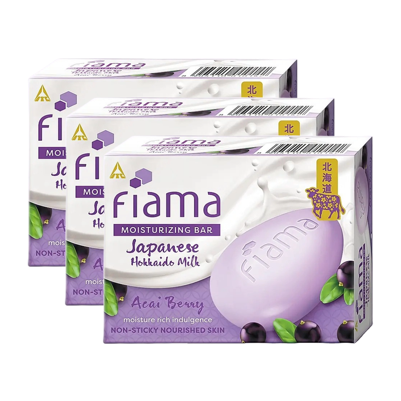 Fiama Moisturizing Bar Japanese Hokkaido Milk Acai Berry 125gm Pack Of 3