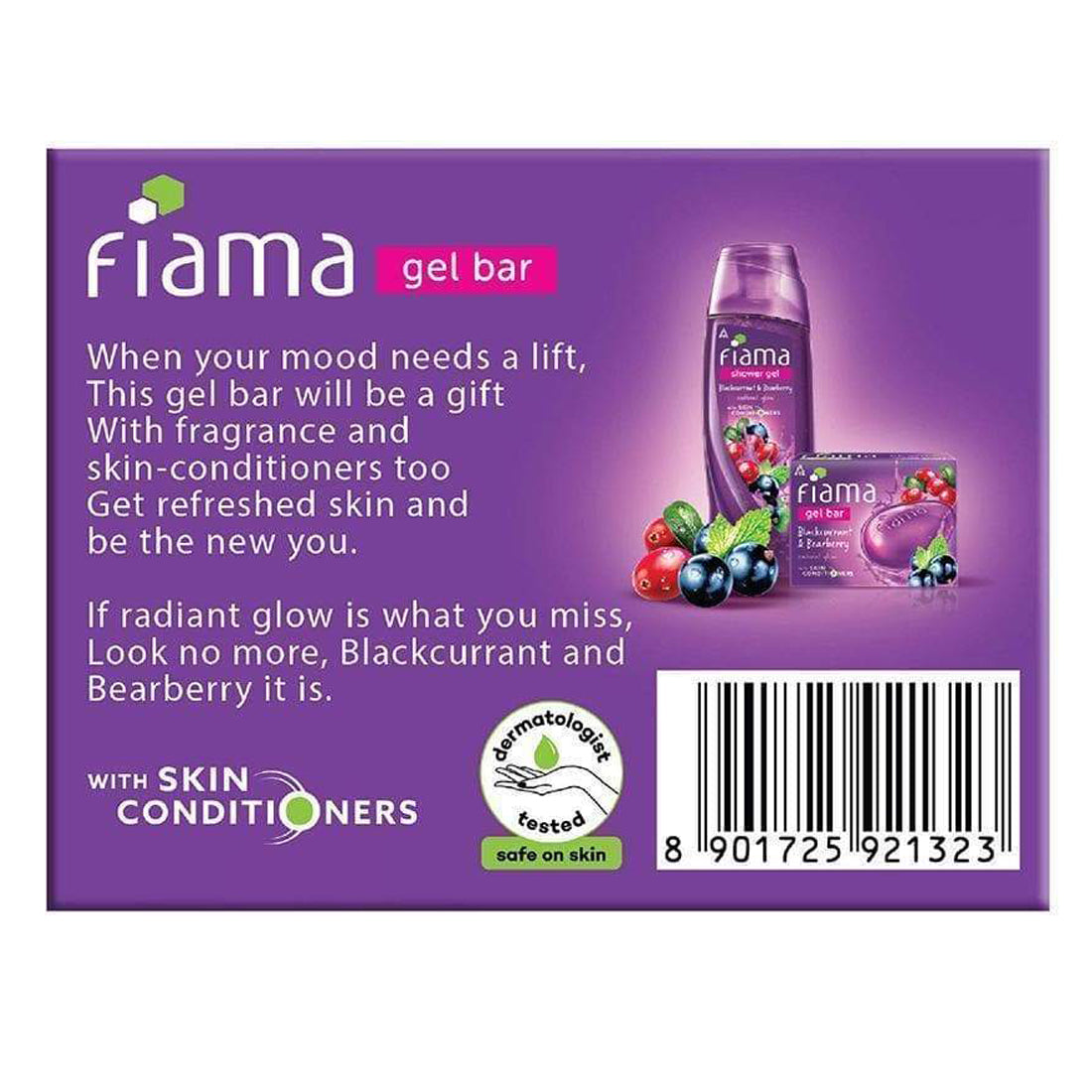 Fiama Gel Bar Blackcurrant And Bearberry Radiant Glow 125gm Pack Of 3