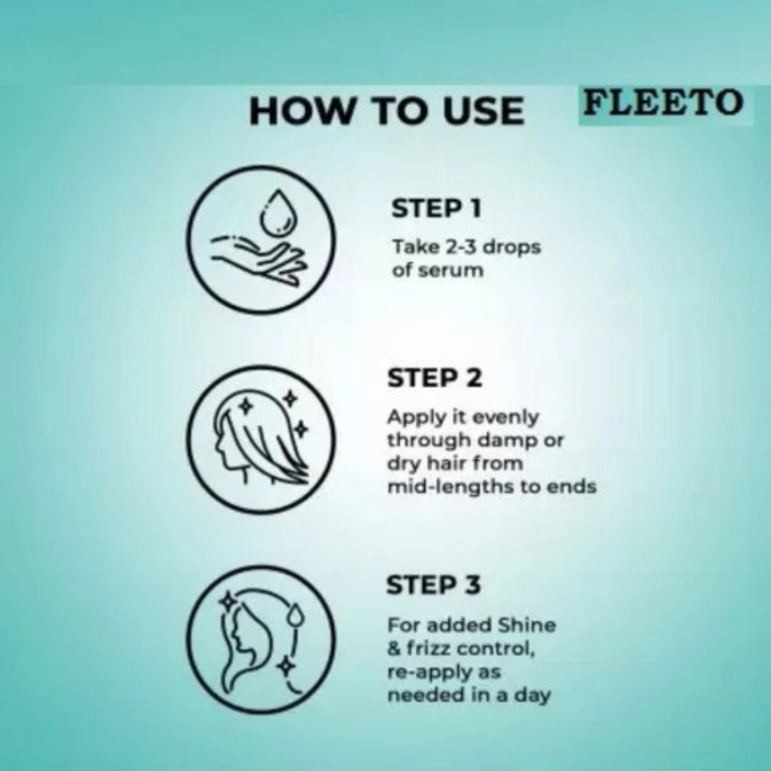 Fleeto Gloss Hair Serum Reduces Breakage, Get Silky, Shine And Healthy Hair 100ml