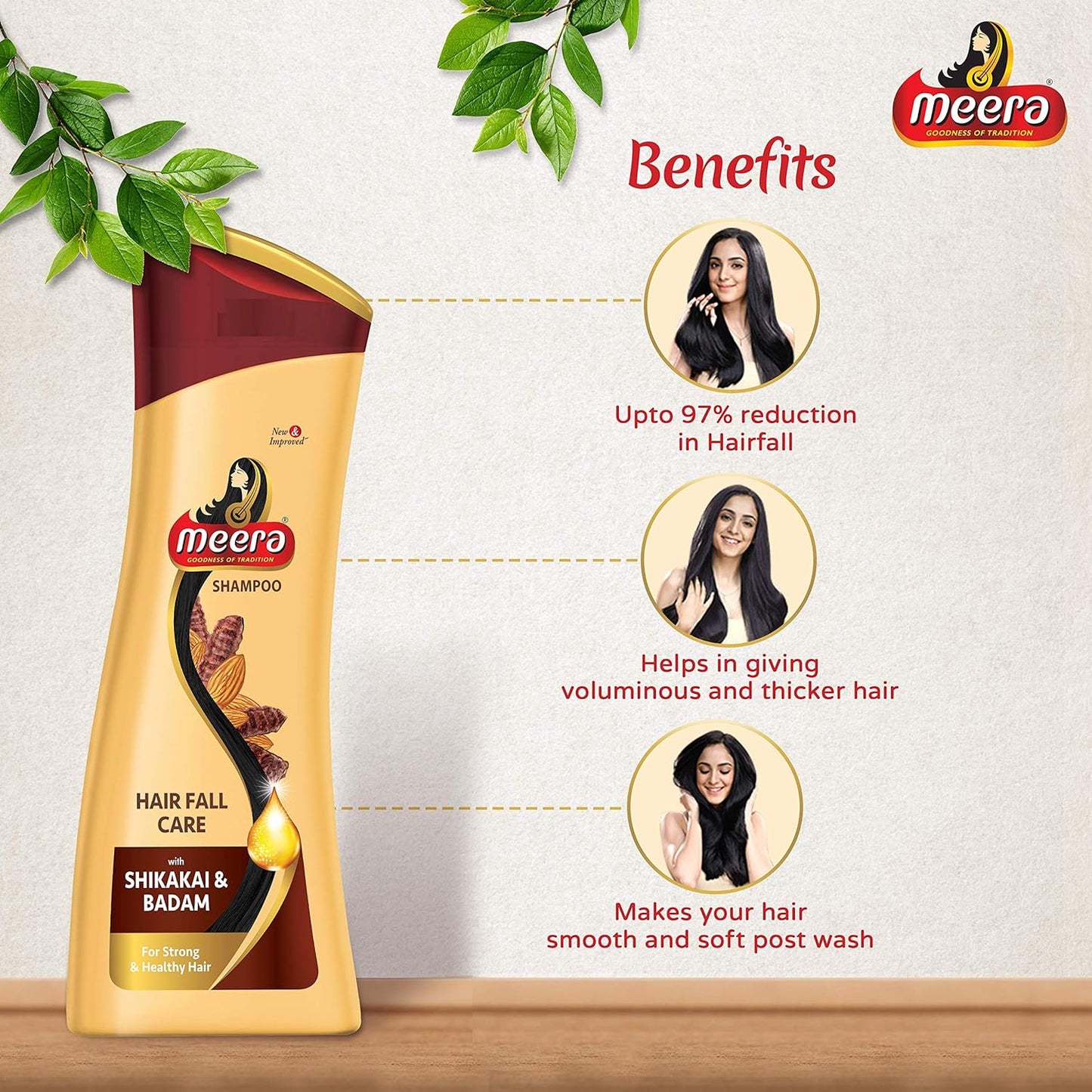 Meera Hair Fall Care Shampoo With Shikakai & Badam 180ml