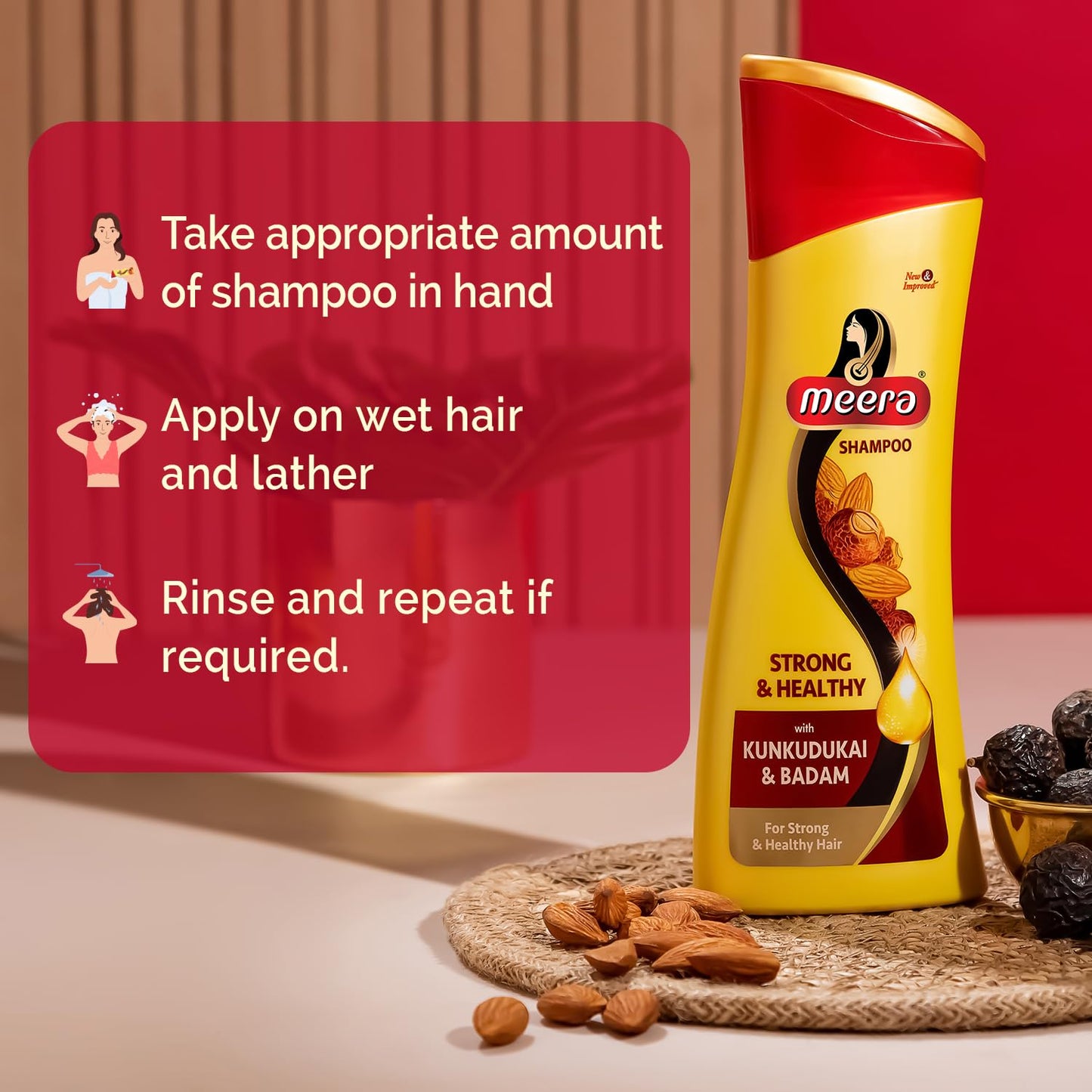 Meera Strong & Healthy Shampoo 180ml Pack Of 3