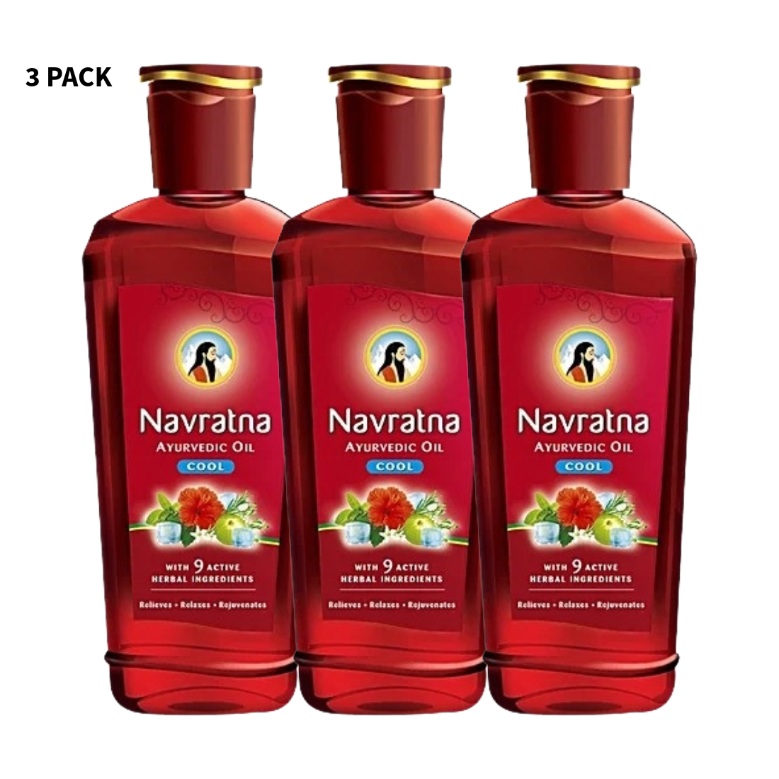 Navratna 9 Active Herbal Ayurvedic Cool Hair Oil 45ml Pack Of 3