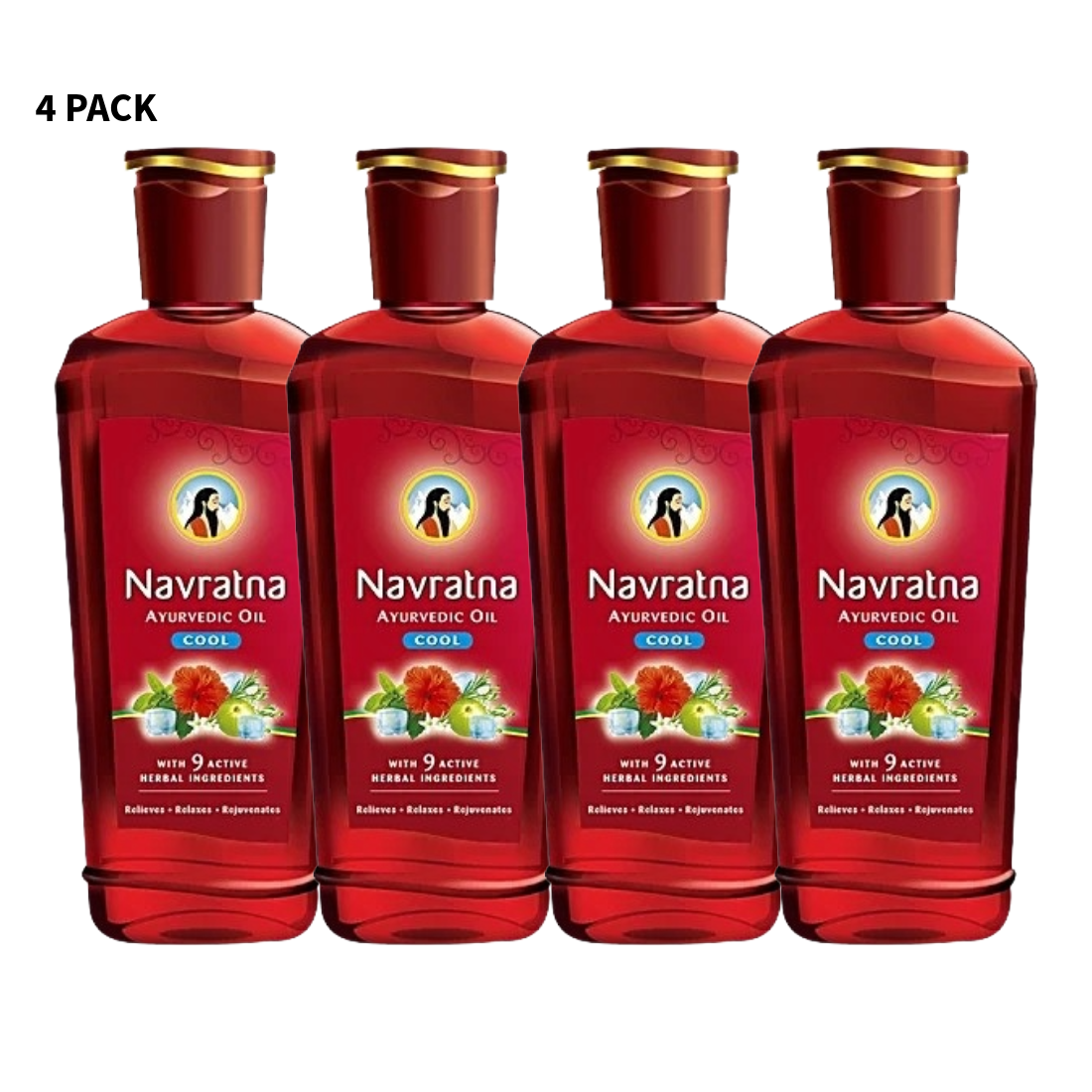Navratna Ayurvedic Oil Cool With 9 Active Herbal Ingredients 45ml Pack Of 4