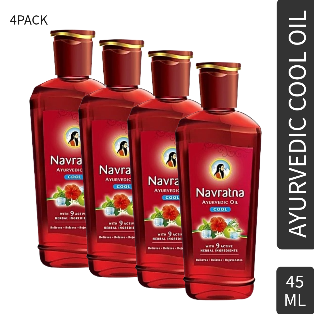 Navratna 9 Active Herbal Ayurvedic Cool Hair Oil 45ml Pack Of 4