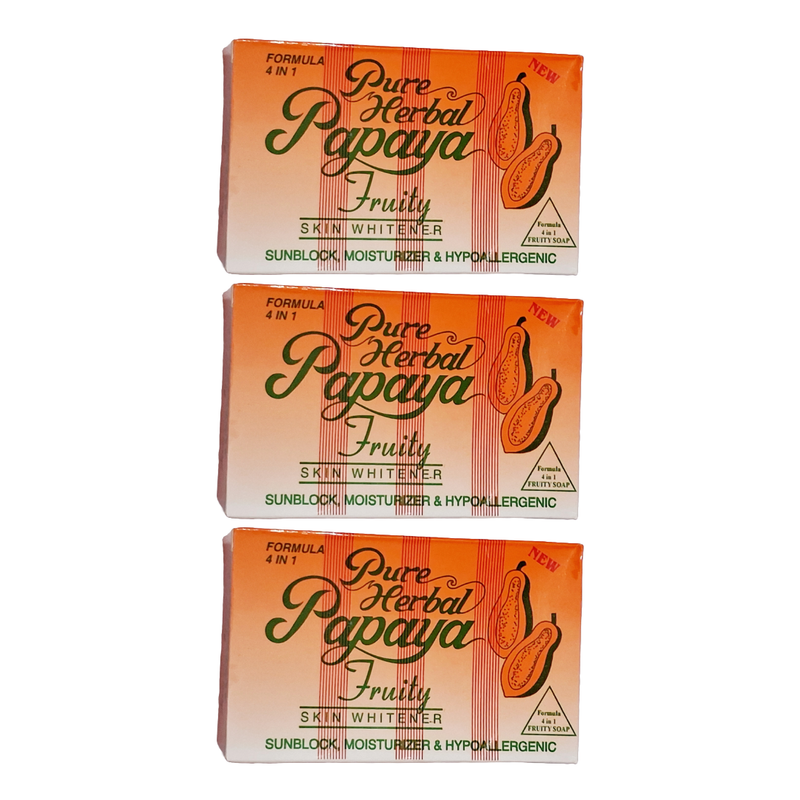 Pure Herbal Papaya Fruity Skin Whitener 4 In 1 Formula Soap 135gm Pack Of 3