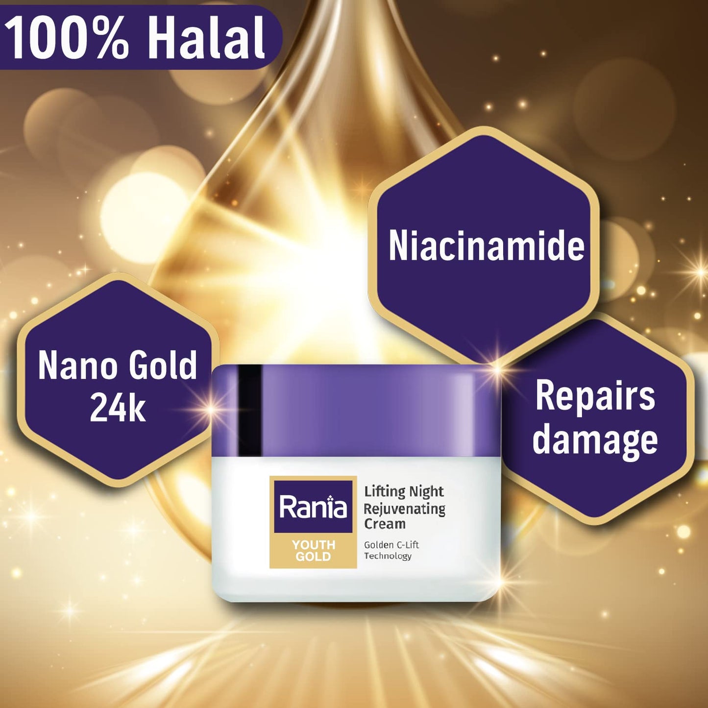 Rania Youth Gold Lifting Night Rejuvenating Cream 45gm