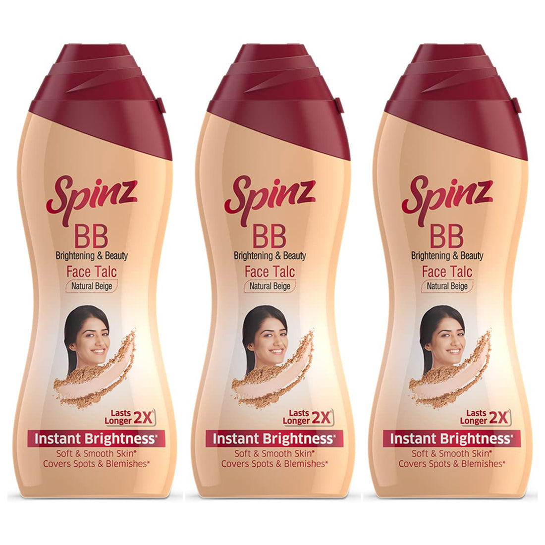 Spinz BB Brightening & Beauty Face Talc Natural Beige -35gm Pack Of 3