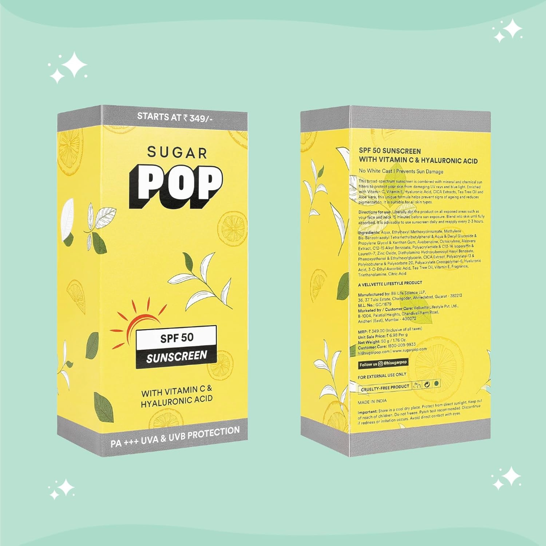 Sugar Pop SPF50 Sunscreen With Vitamin C Cream 50gm