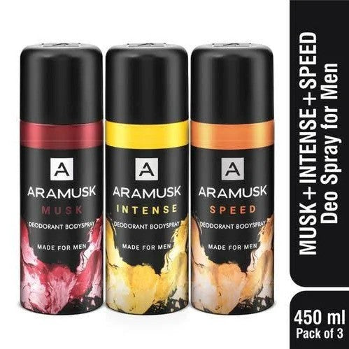 Aramusk Deodorant Body Spray - Musk, Intense, Speed 150-ml Pack of 3