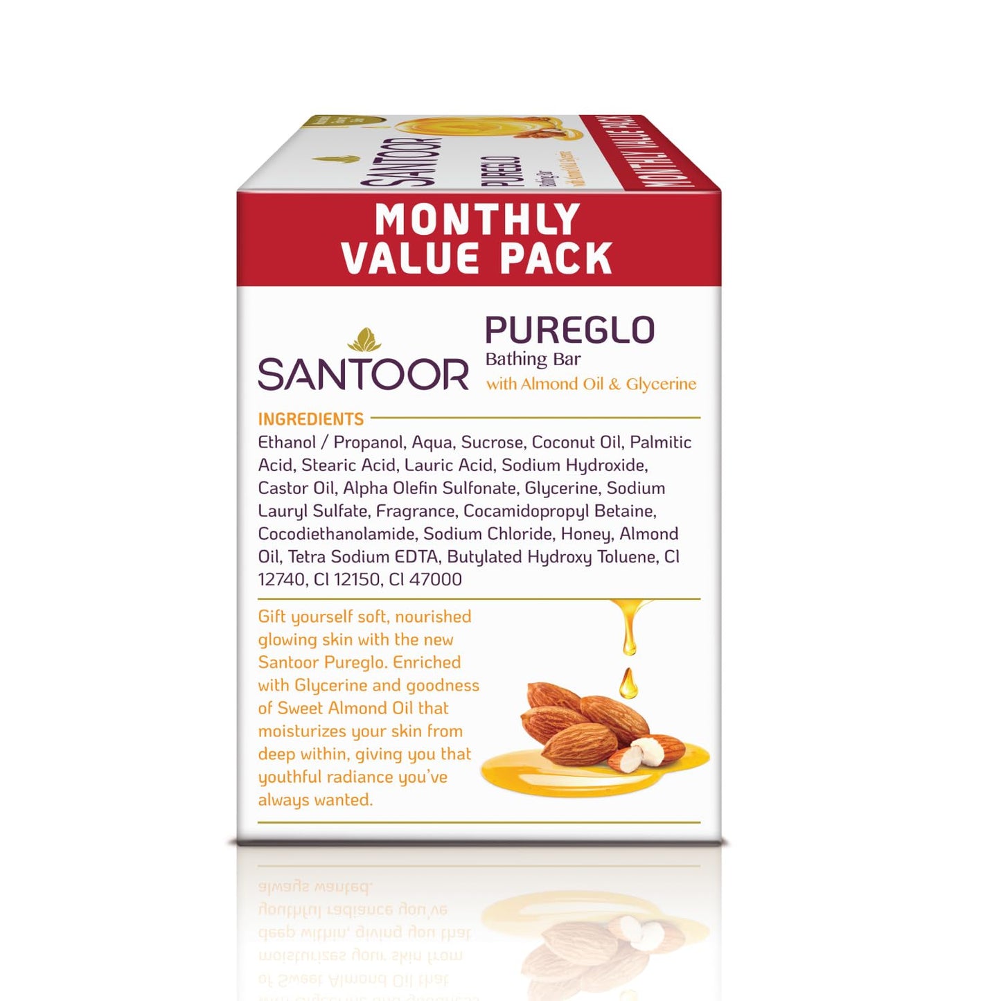Santoor Pureglo Bathing Bar 125gm Pack Of 3 Monthly Value Pack 375gm