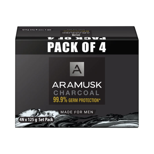 Aramusk Charcoal Men Bath Soap Value Pack Of 4 Set 500gm