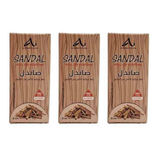 Al Ishwa Perfume Sandal Roll On Perfume 6ml Pack Of 3