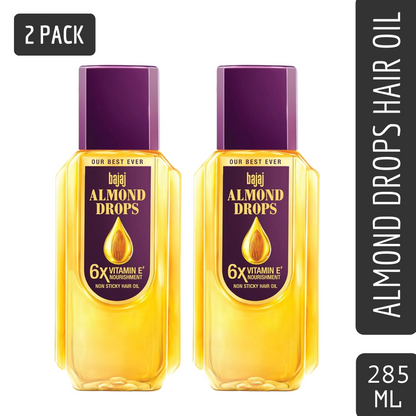 Bajaj Almond Drops With 6X Vitamin E Non Sticky Hair Oil 285ml Pack Of 2