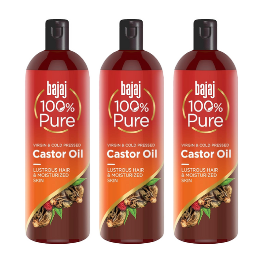 Bajaj 100% Pure Virgin And Cold Pressed Castor Oil 200ml Pack Of 3