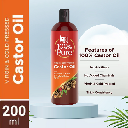 Bajaj Pure Castor Oil Lustrous Hair And Moisturized Skin 200ml