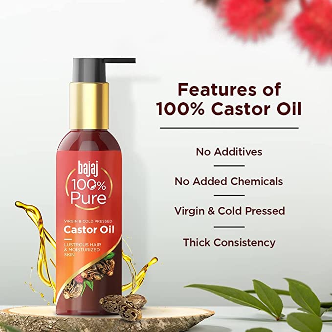 Bajaj 100% Pure Virgin & Cold Pressed Castor Oil 200ml Pack Of 2