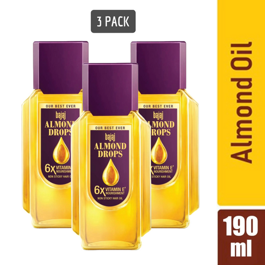 Bajaj Non Sticky Almond Drops With Vitamin E Hair Oil 190ml Pack Of 3