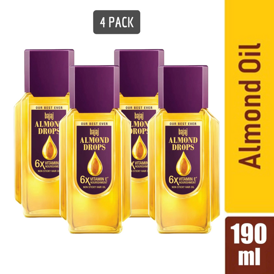 Bajaj Non Sticky Almond Drops With Vitamin E Hair Oil 190ml Pack Of 4