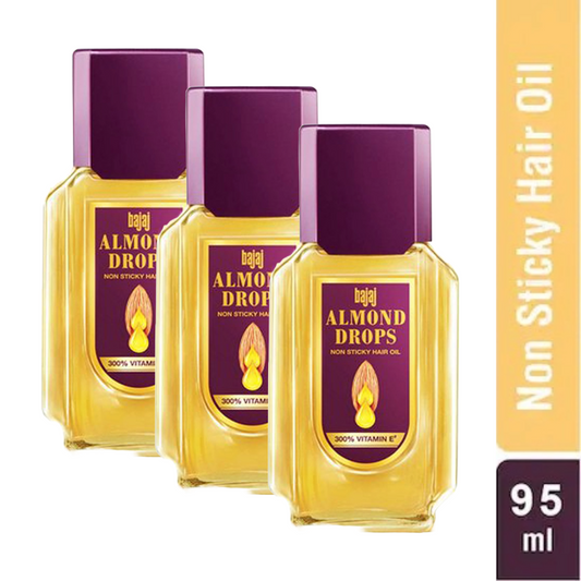 Bajaj Almond Non Sticky Hair Oil With 6X Vitamin E -95ml Pack Of 3