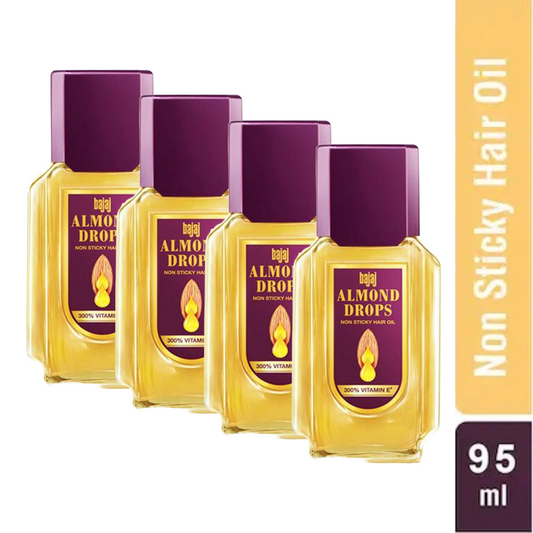 Bajaj Almond Non Sticky Hair Oil With 6X Vitamin E -95ml Pack Of 4