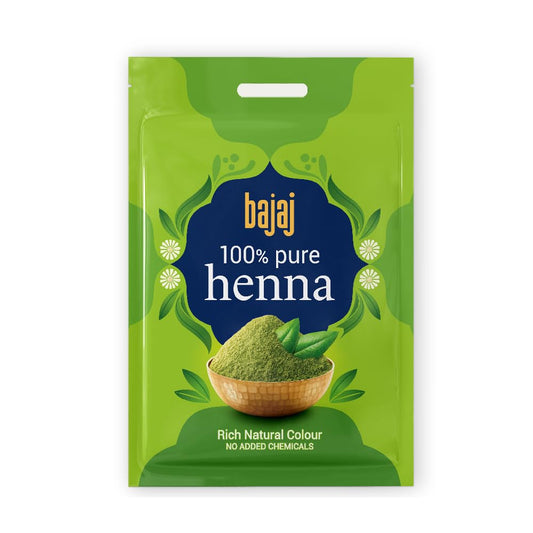 Bajaj 100% Pure Henna Rich Natural Colour For Hair Hand And Feed 500gm