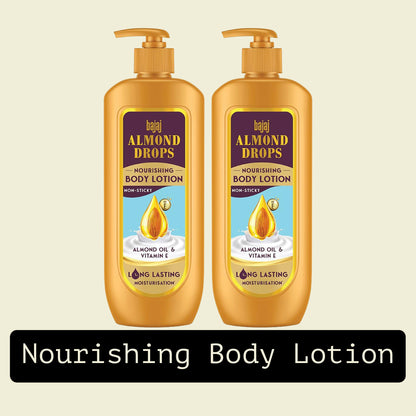 Bajaj Nourishing Body Lotion With Almond Oil And Vitamin E 400ml Pack Of 2