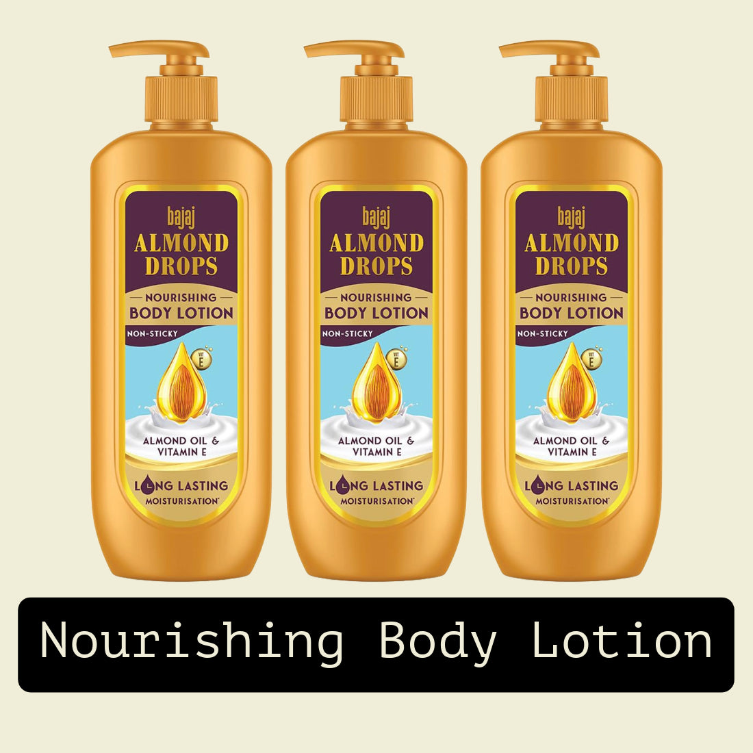 Bajaj Nourishing Body Lotion With Almond Oil And Vitamin E 400ml Pack Of 3