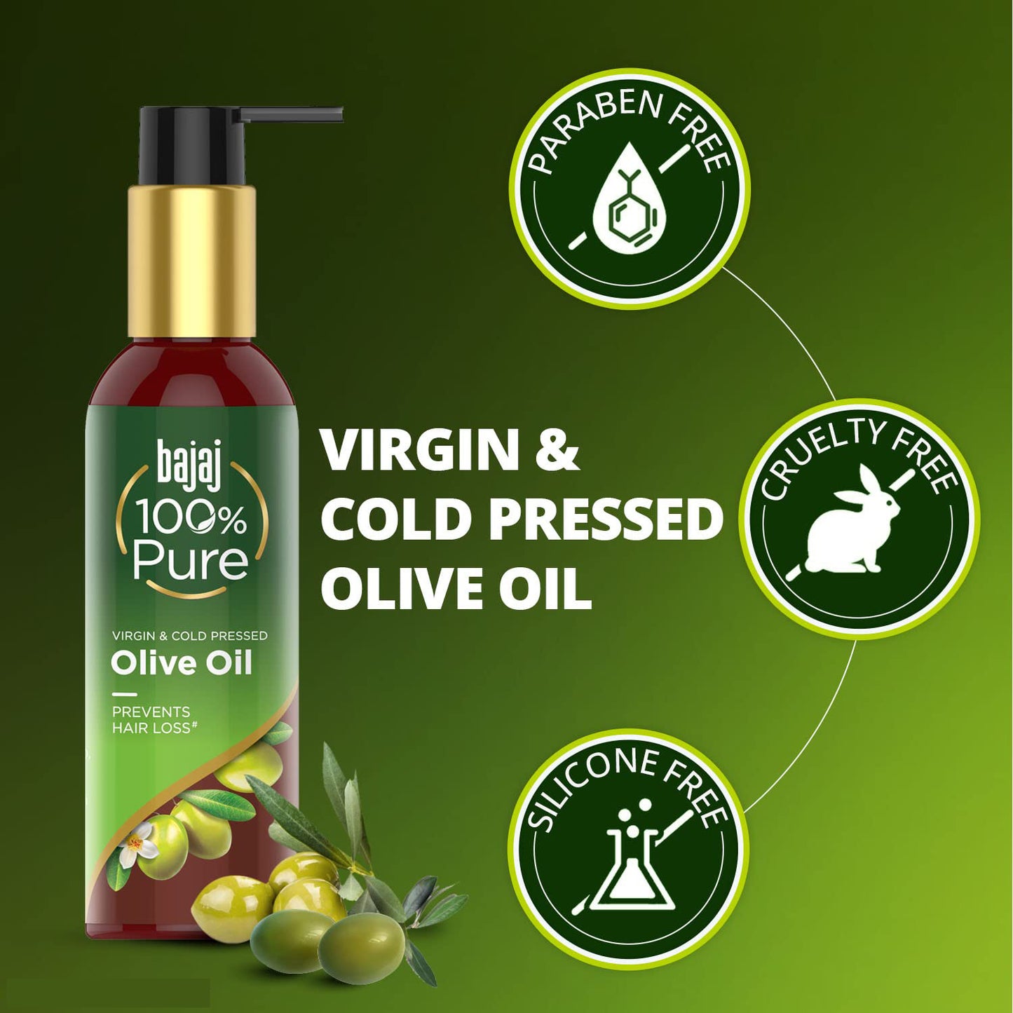 Bajaj 100% Pure Virgin & Cold Pressed Olive Oil 200ml Pack Of 2