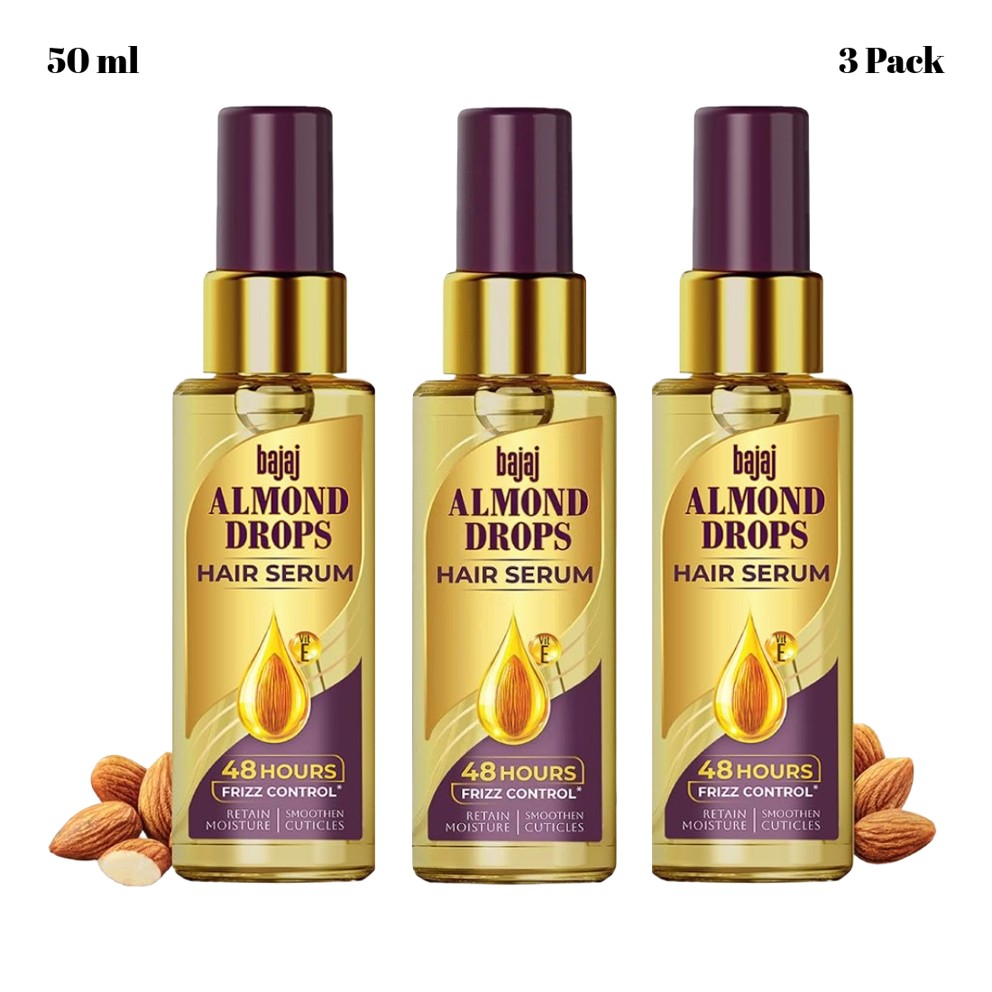 Bajaj Almond Oil And Vitamin E Hair Serum 50ml Pack Of 3